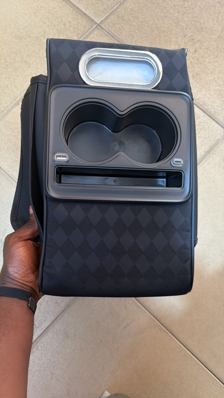 car organizer with cup holders and tissue holder